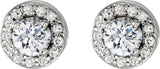 14K Gold Lab-Grown Diamond Round 4-Prong Halo-Style Earrings - White Gold - view 4