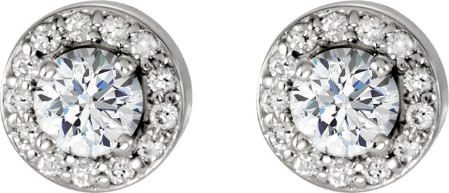 Platinum Natural Diamond Round 4-Prong Halo-Style Earrings – 3.4-6.5mm Stones - view 4