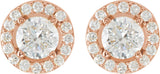 14K Gold Natural Diamond Round 4-Prong Halo-Style Earrings – 3.4-6.5mm Stones - Rose Gold - view 4
