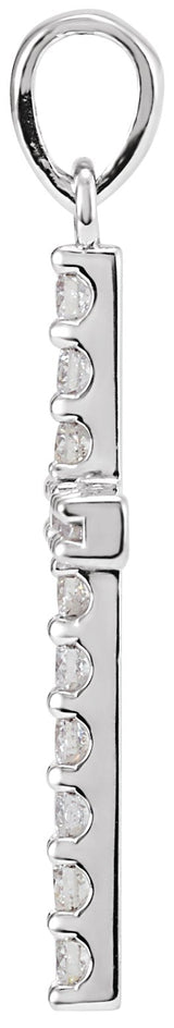 14K Gold Round Natural Diamond Accented Cross Necklace or Pendant - White Gold - view 4