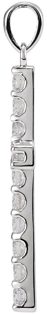 14K Gold Round Natural Diamond Accented Cross Necklace or Pendant - White Gold - view 5