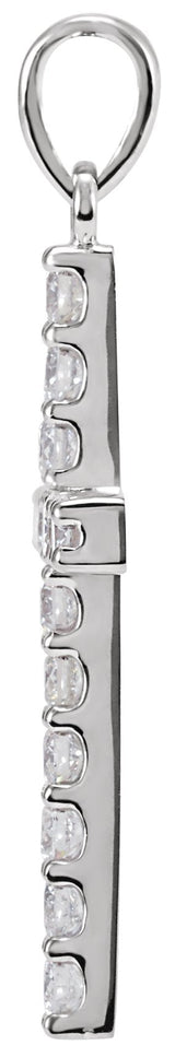 14K Gold Round Natural Diamond Accented Cross Necklace or Pendant - White Gold - view 4