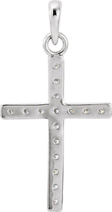 14K Gold Round Lab-Grown Diamond Accented Cross Necklace or Pendant - White Gold - view 6
