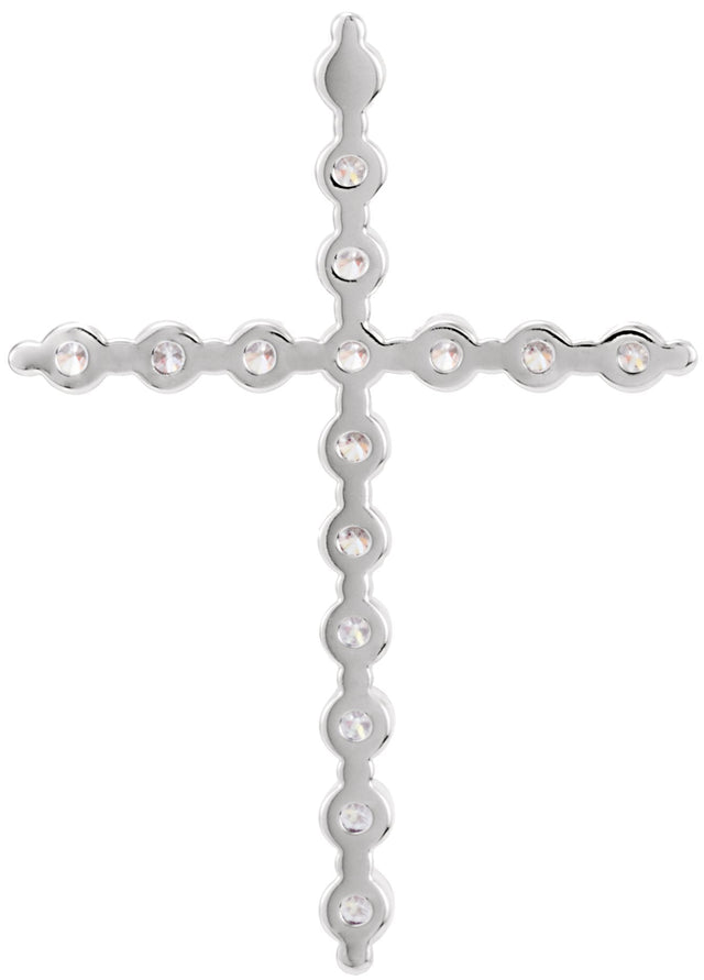 Platinum Round Lab-Grown Diamond Cross Necklace or Pendant - view 6