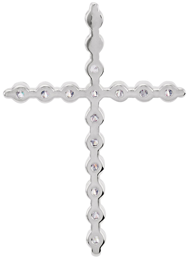 14K Gold Round Natural Diamond Cross Necklace or Pendant – up to 1 1/4 CTW - White Gold - view 6