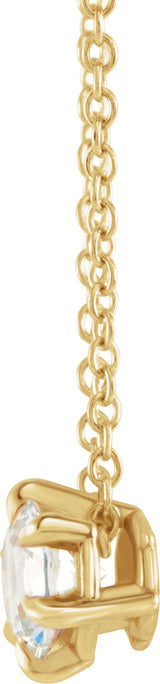 14K Gold Round Natural White Sapphire Solitaire Necklace or Slide Pendant II - Yellow Gold - view 4