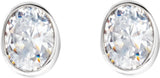 14K Gold Natural Diamond Oval Bezel-Set Stud Earrings - White Gold - view 4
