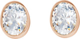 14K Gold Natural Diamond Oval Bezel-Set Stud Earrings - Rose Gold - view 4