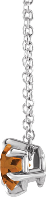 Platinum Round Natural Citrine Solitaire Necklace or Slide Pendant III - view 4