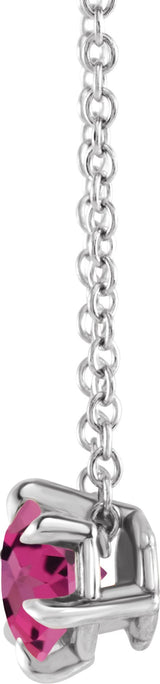 Platinum Round Natural Pink Tourmaline Solitaire Necklace or Slide Pendant III - view 4