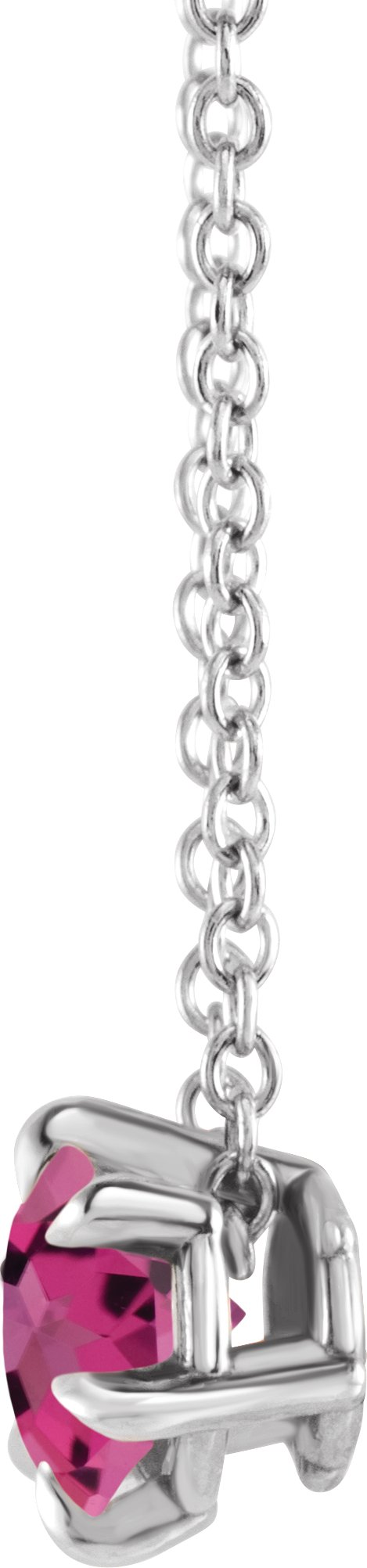 Platinum Round Natural Pink Tourmaline Solitaire Necklace or Slide Pendant III - view 4
