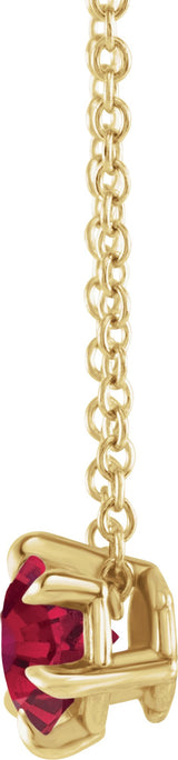 14K Gold Round Lab-Grown Ruby Solitaire Necklace or Slide Pendant III - Yellow Gold - view 4
