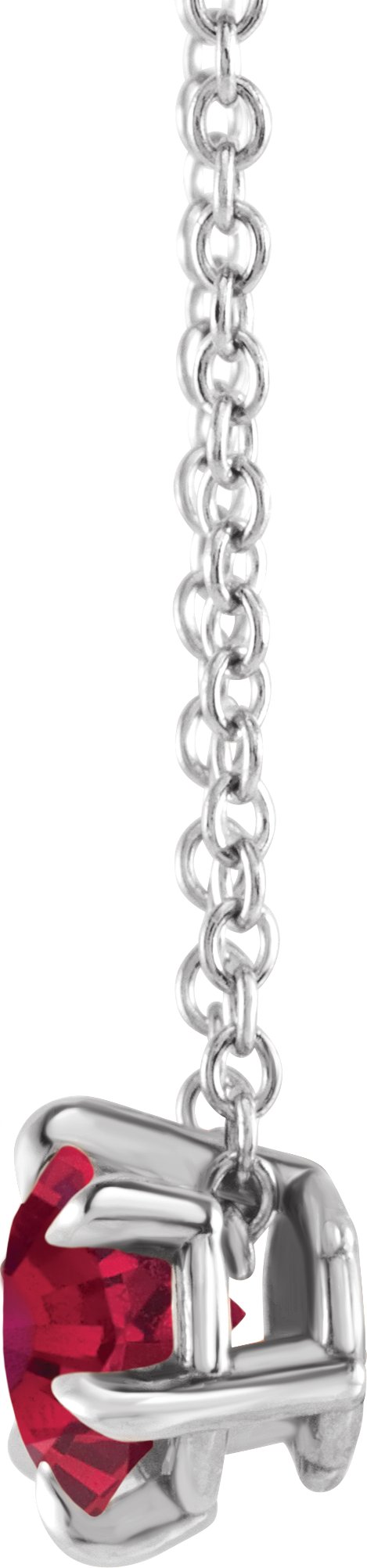 Platinum Round Lab-Grown Ruby Solitaire Necklace or Slide Pendant III - view 4