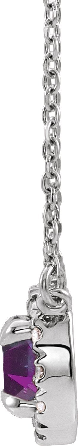 Platinum Round Lab-Grown Alexandrite French-Set Halo-Style Necklace - view 4