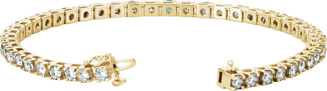 14K Gold Round Natural Diamond Line Bracelet – 3mm Stones - Yellow Gold - view 5