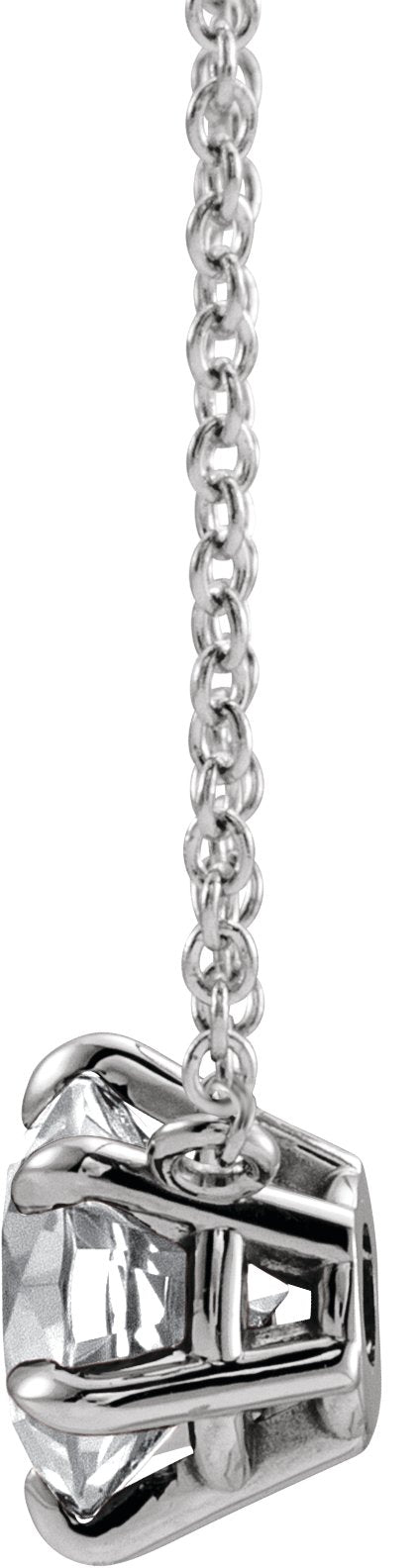 14K Gold Round Natural Diamond Solitaire Necklace – up to 1/4 CTW - White Gold - view 4