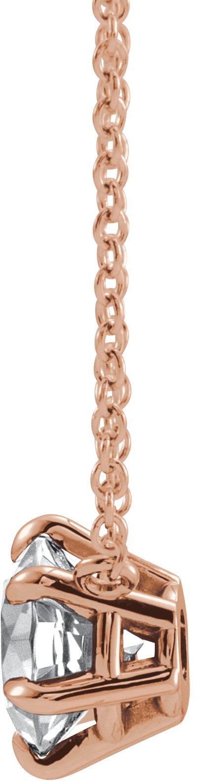 14K Gold Round Natural Diamond Solitaire Necklace – up to 1/4 CTW - Rose Gold - view 4