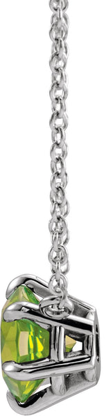 Platinum Round Natural Peridot Solitaire Necklace II - view 4