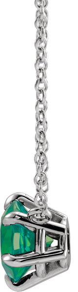 Platinum Round Lab-Grown Emerald Solitaire Necklace II - view 4