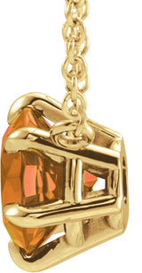 14K Gold Round Natural Citrine Solitaire Necklace II - Yellow Gold - view 4