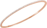 14K Gold Round Natural Diamond Accented Bangle Bracelet – 1.1-2.4mm Stones - Rose Gold - view 4