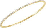 14K Gold Round Natural Diamond Accented Bangle Bracelet – 1.1-2.4mm Stones - Yellow Gold - view 4