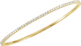 14K Gold Round Natural Diamond Accented Bangle Bracelet – 1.1-2.4mm Stones - Yellow Gold - view 4