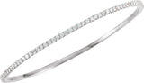 14K Gold Round Natural Diamond Accented Bangle Bracelet – 1.1-2.4mm Stones - White Gold - view 4