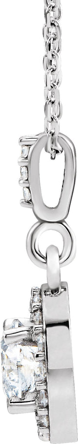 14K Gold Round Lab-Grown Diamond Halo-Style Necklace or Pendant - White Gold - view 4