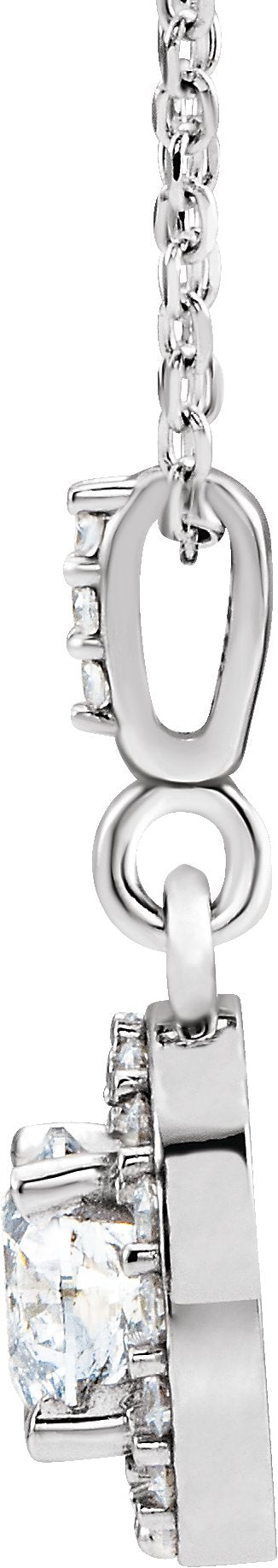 14K Gold Round Lab-Grown Diamond Halo-Style Necklace or Pendant - White Gold - view 4