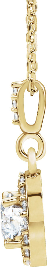 14K Gold Round Natural Diamond Halo-Style Necklace or Pendant – up to 1 1/5 CTW - Yellow Gold - view 4