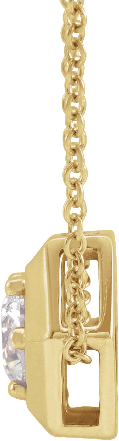 14K Gold Round Natural White Sapphire Geometric Necklace or Pendant - Yellow Gold - view 4