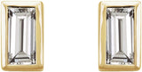 14K Gold Natural Diamond Straight Baguette Bezel-Set Stud Earrings - Yellow Gold - view 4