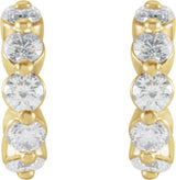 14K Gold Round Natural Diamond Accented Hoop Earrings – 2-3mm Stones - Yellow Gold - view 4