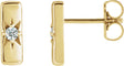14K Gold Round Lab-Grown Diamond Accented Bar Earrings – 2mm Stones - Yellow Gold