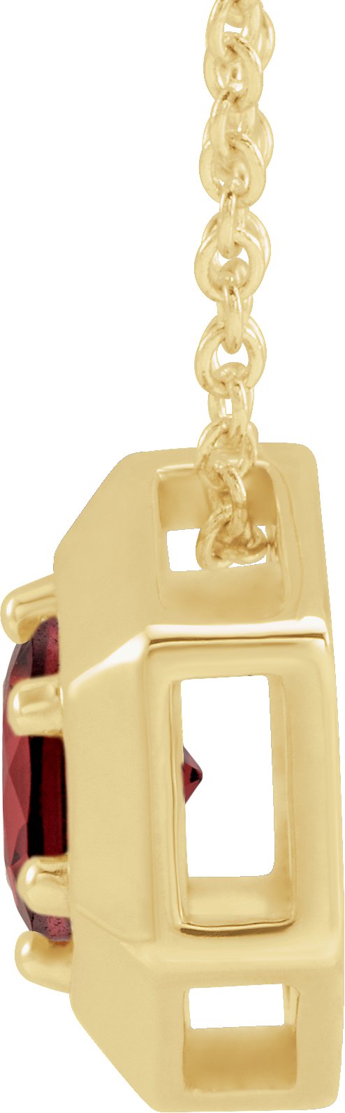 14K Gold Round Natural Mozambique Garnet Geometric Necklace or Pendant - Yellow Gold - view 4