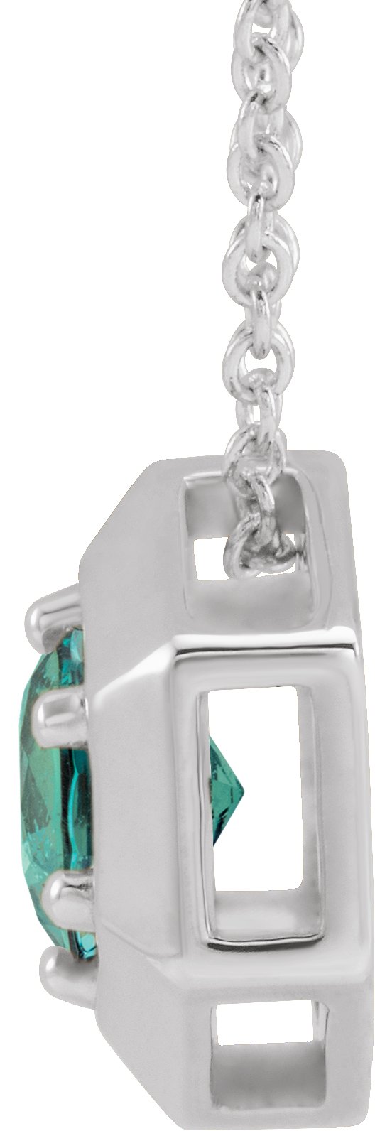 Platinum Round Lab-Grown Alexandrite Geometric Necklace or Pendant - view 4