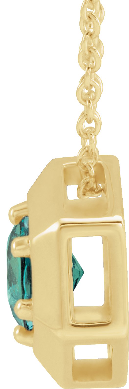 14K Gold Round Lab-Grown Alexandrite Geometric Necklace or Pendant - Yellow Gold - view 4