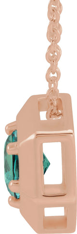 14K Gold Round Lab-Grown Alexandrite Geometric Necklace or Pendant - Rose Gold - view 4