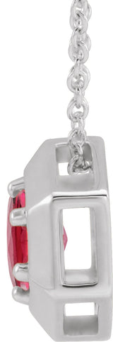 Platinum Round Natural Ruby Geometric Necklace or Pendant - view 4