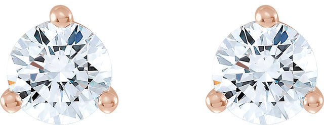 14K Gold Lab-Grown Diamond Round 3-Prong Cocktail-Style Stud Earrings – 2.5-7.5mm Stones - Rose Gold - view 3