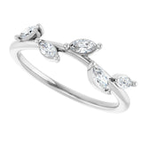 Platinum Marquise Natural Diamond Leaf Ring - view 10