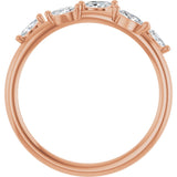 14K Gold Marquise Natural Diamond Leaf Ring - Rose Gold - view 7