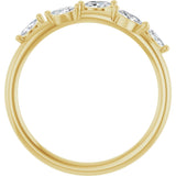 14K Gold Marquise Natural Diamond Leaf Ring - Yellow Gold - view 7