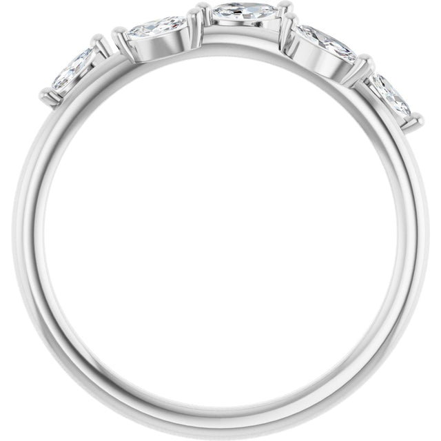14K Gold Marquise Natural Diamond Leaf Ring - White Gold - view 7