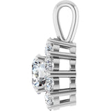 14K Gold Oval Lab-Grown Diamond Halo-Style Pendant - White Gold - view 6