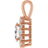 14K Gold Oval Lab-Grown Diamond Halo-Style Pendant - Rose Gold - view 6