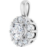 14K Gold Oval Lab-Grown Diamond Halo-Style Pendant - White Gold - view 5
