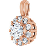 14K Gold Oval Lab-Grown Diamond Halo-Style Pendant - Rose Gold - view 5