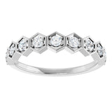14K Gold Round Natural Diamond Stackable Geometric Ring – 2.2mm Stones - White Gold - view 8